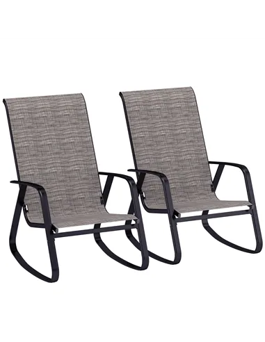 Outsunny Set of Two Rocking Garden Chairs - Light Brown