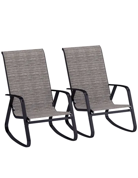 Outsunny Set of Two Rocking Garden Chairs - Light Brown