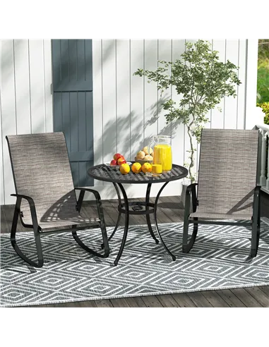 Outsunny Set of Two Rocking Garden Chairs - Light Brown