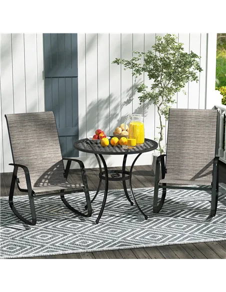 Outsunny Set of Two Rocking Garden Chairs - Light Brown