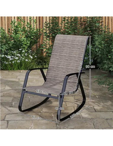 Outsunny Set of Two Rocking Garden Chairs - Light Brown