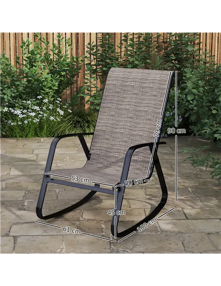 Outsunny Set of Two Rocking Garden Chairs - Light Brown