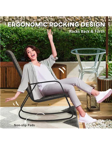 Outsunny Set of Two Rocking Garden Chairs - Light Brown