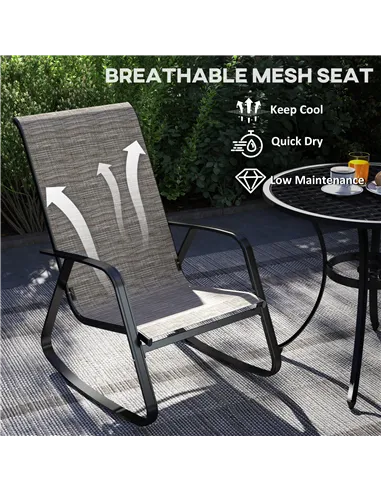 Outsunny Set of Two Rocking Garden Chairs - Light Brown