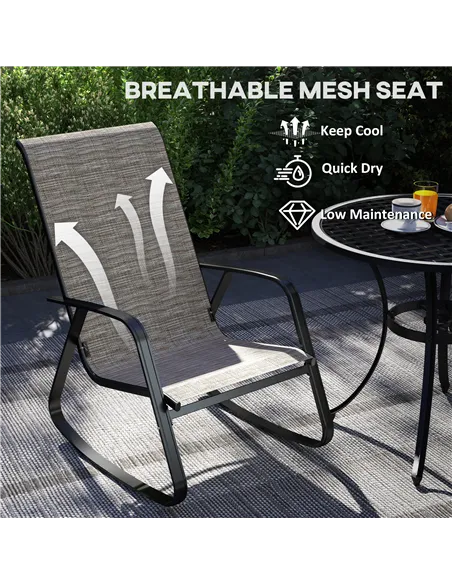 Outsunny Set of Two Rocking Garden Chairs - Light Brown