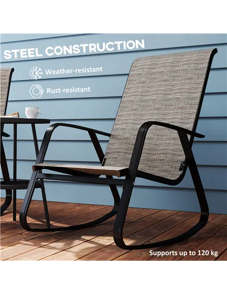 Outsunny Set of Two Rocking Garden Chairs - Light Brown