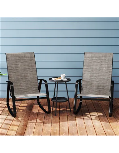 Outsunny Set of Two Rocking Garden Chairs - Light Brown