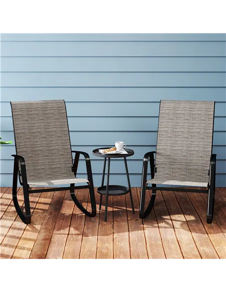 Outsunny Set of Two Rocking Garden Chairs - Light Brown