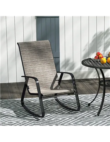 Outsunny Rocking Garden Chair - Light Brown