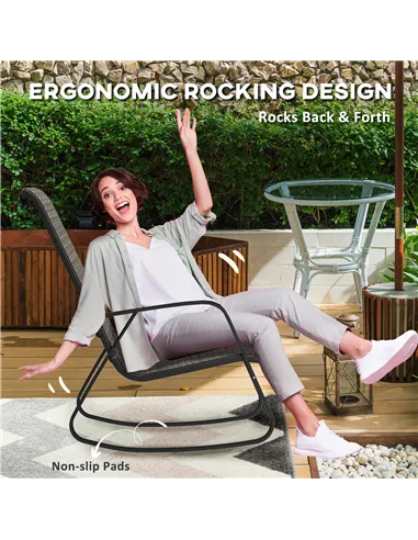 Outsunny Rocking Garden Chair - Light Brown