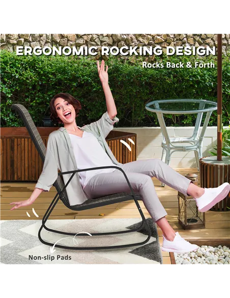 Outsunny Rocking Garden Chair - Light Brown