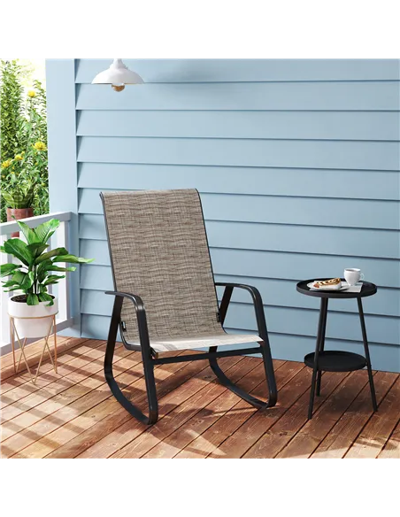 Outsunny Rocking Garden Chair - Light Brown