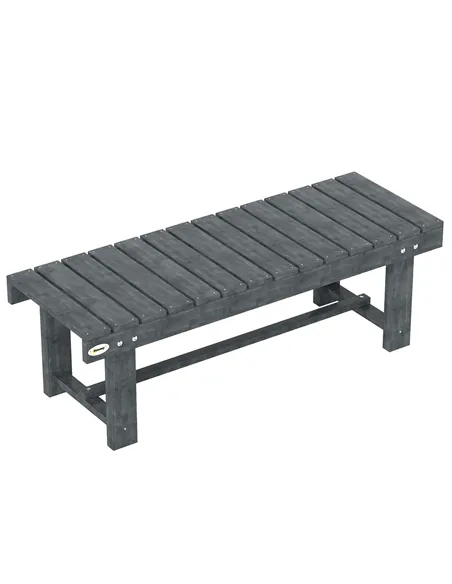 Outsunny 2-Seater Garden Wooden Bench, Grey