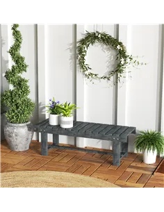 Outsunny 2-Seater Garden Wooden Bench, Grey 2