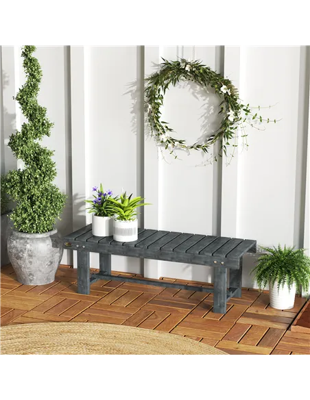 Outsunny 2-Seater Garden Wooden Bench, Grey