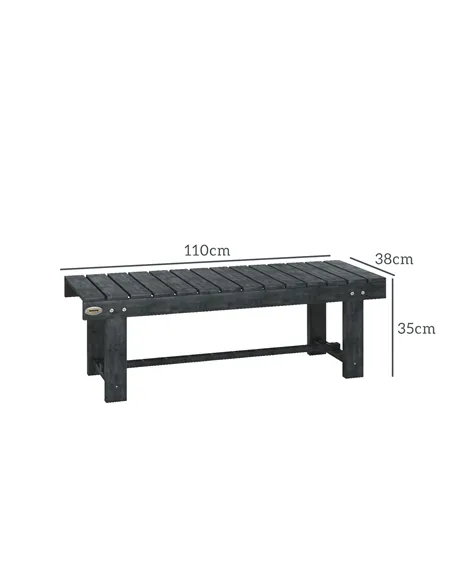 Outsunny 2-Seater Garden Wooden Bench, Grey