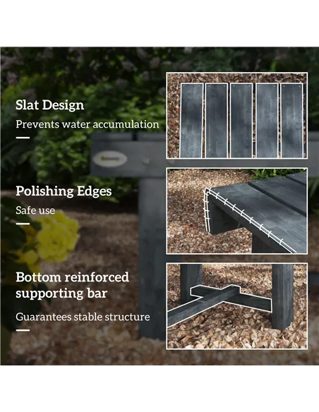 Outsunny 2-Seater Garden Wooden Bench, Grey