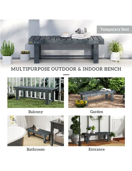 Outsunny 2-Seater Garden Wooden Bench, Grey