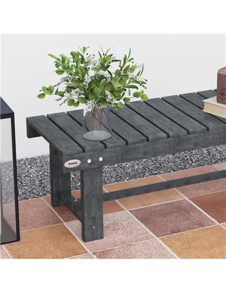Outsunny 2-Seater Garden Wooden Bench, Grey