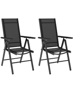 Outsunny Set of 2 Folding Chair, Aluminium Frame Outdoor Camping Chairs with Breathable Mesh Back and Seat, Garden Chair Set wit