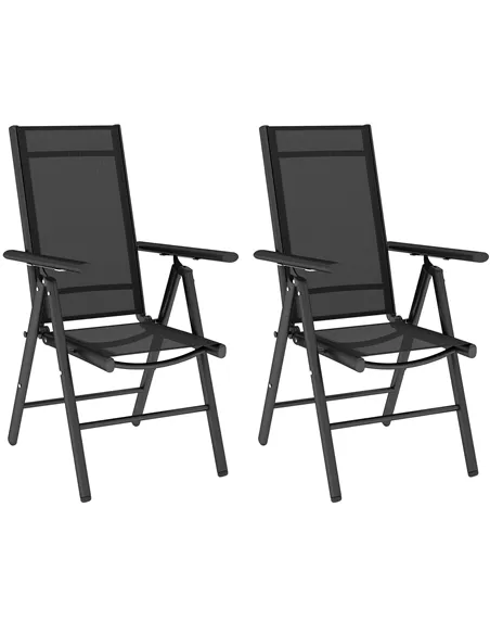 Outsunny Set of 2 Folding Chair, Aluminium Frame Outdoor Camping Chairs with Breathable Mesh Back and Seat, Garden Chair Set wit