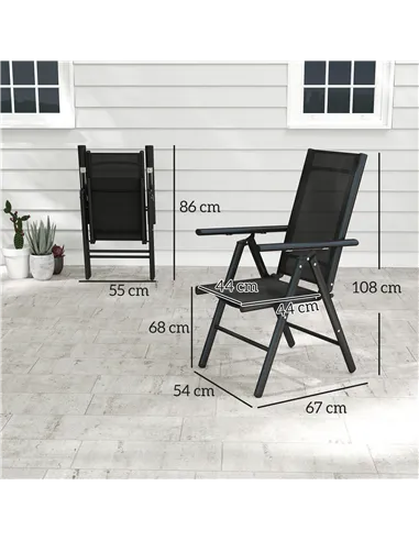 Outsunny Set of 2 Folding Chair, Aluminium Frame Outdoor Camping Chairs with Breathable Mesh Back and Seat, Garden Chair Set wit