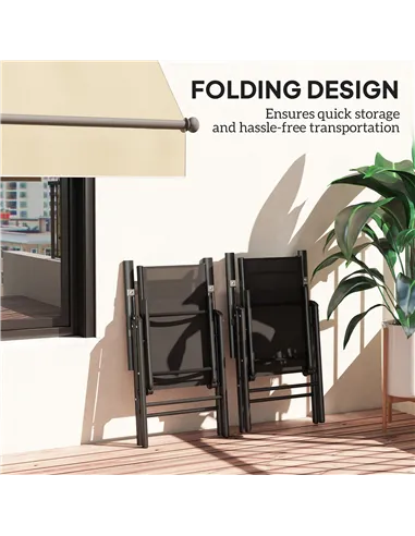 Outsunny Set of 2 Folding Chair, Aluminium Frame Outdoor Camping Chairs with Breathable Mesh Back and Seat, Garden Chair Set wit