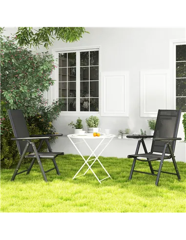 Outsunny Set of 2 Folding Chair, Aluminium Frame Outdoor Camping Chairs with Breathable Mesh Back and Seat, Garden Chair Set wit