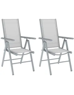 Outsunny Set of Two Aluminium Folding Chairs  - Light Grey