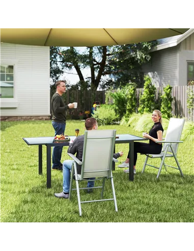 Outsunny Set of Two Aluminium Folding Chairs  - Light Grey