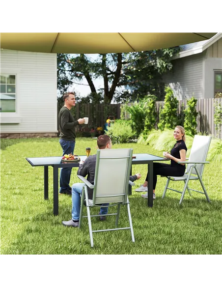 Outsunny Set of Two Aluminium Folding Chairs  - Light Grey