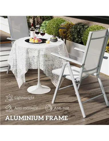 Outsunny Set of Two Aluminium Folding Chairs  - Light Grey