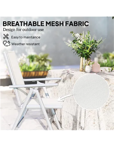 Outsunny Set of Two Aluminium Folding Chairs  - Light Grey