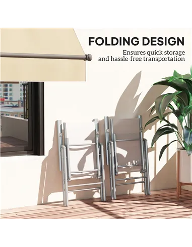 Outsunny Set of Two Aluminium Folding Chairs  - Light Grey