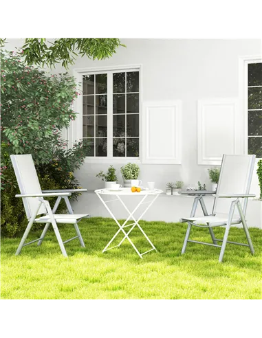 Outsunny Set of Two Aluminium Folding Chairs  - Light Grey