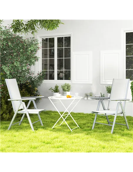 Outsunny Set of Two Aluminium Folding Chairs  - Light Grey