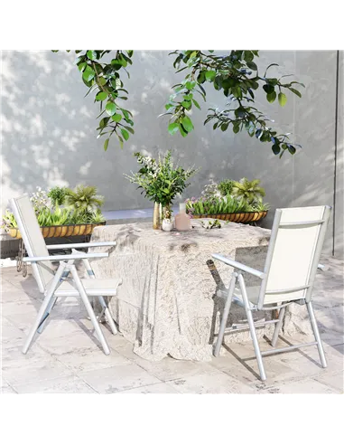 Outsunny Set of Two Aluminium Folding Chairs  - Light Grey
