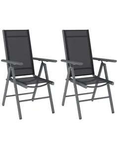 Outsunny Set of 2 Folding Chair, Aluminium Frame Outdoor Camping Chairs with Breathable Mesh Back and Seat, Garden Chair Set wit