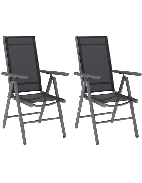 Outsunny Set of 2 Folding Chair, Aluminium Frame Outdoor Camping Chairs with Breathable Mesh Back and Seat, Garden Chair Set wit