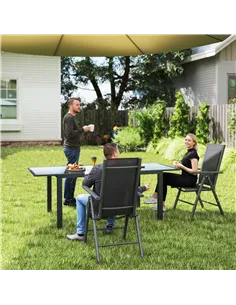 Outsunny Set of 2 Folding Chair, Aluminium Frame Outdoor Camping Chairs with Breathable Mesh Back and Seat, Garden Chair Set wit 2