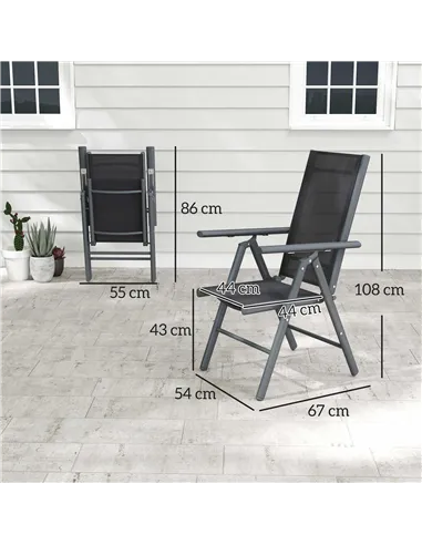 Outsunny Set of 2 Folding Chair, Aluminium Frame Outdoor Camping Chairs with Breathable Mesh Back and Seat, Garden Chair Set wit