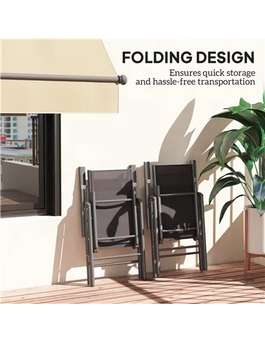 Outsunny Set of 2 Folding Chair, Aluminium Frame Outdoor Camping Chairs with Breathable Mesh Back and Seat, Garden Chair Set wit