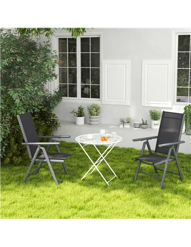 Outsunny Set of 2 Folding Chair, Aluminium Frame Outdoor Camping Chairs with Breathable Mesh Back and Seat, Garden Chair Set wit