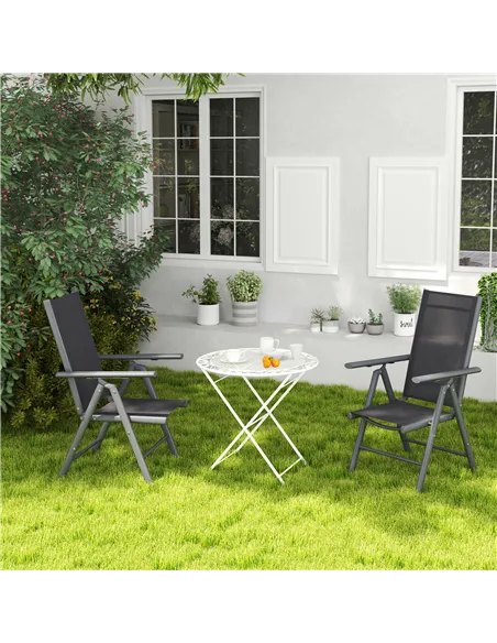Outsunny Set of 2 Folding Chair, Aluminium Frame Outdoor Camping Chairs with Breathable Mesh Back and Seat, Garden Chair Set wit