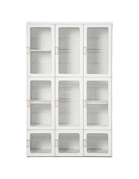 HOMCOM Portable Clothes Wardrobe for Bedroom, Foldable Clothes Organiser with Cube Storage, Hanging Rods, Magnet Doors, White