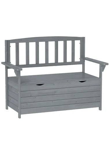 Outsunny Two-Seater Garden Storage Bench - Grey