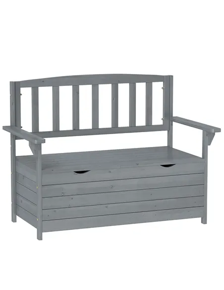Outsunny Two-Seater Garden Storage Bench - Grey
