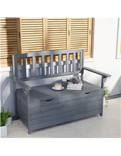 Outsunny Two-Seater Garden Storage Bench - Grey 2