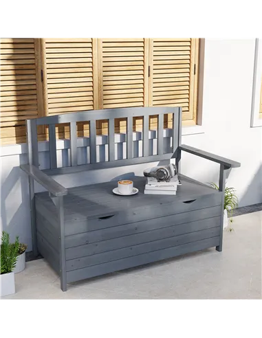 Outsunny Two-Seater Garden Storage Bench - Grey