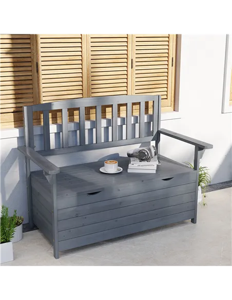 Outsunny Two-Seater Garden Storage Bench - Grey